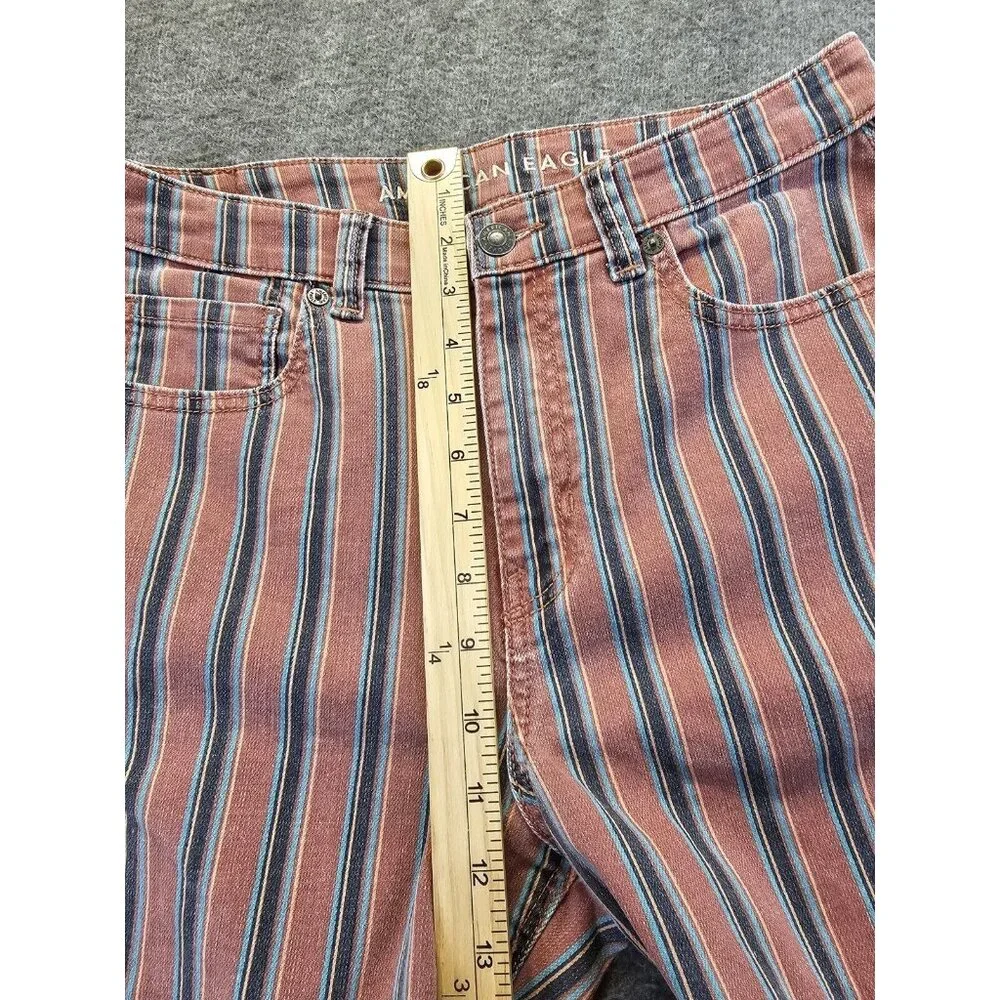 American Eagle Outfitters Pink and Blue Striped Straight Leg Jeans - Picture 10 of 11